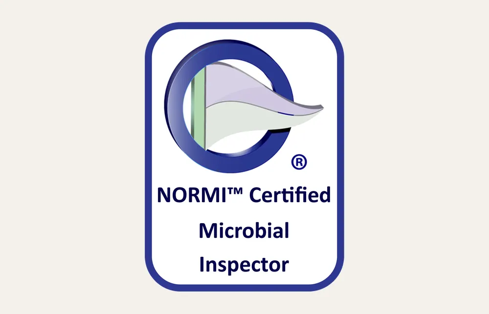 NORMI Certified IAQ/Mold Inspector badge — HOI Property Services